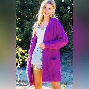 Cardigan / Soft Fuzzy Cable Cardigan